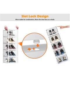 MIXDE Large 12 Pack Shoe Storage Box Clear Plastic Stackable Shoe Organizer for Closet Space Saving Foldable Shoe Rack Sneaker Container Bin Holder  - Image 5