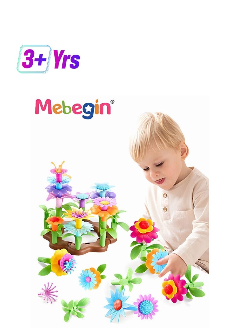 MEBEGIN 104PCS Flower Garden Building Toys for Kids, DIY Building Stacking Toys, STEM Preschool Educational Toddler Toys, Floral Arrangement Playset, Brain Development Toy, Suitable for Playing in Any Places, Ideal Gift for Kids Aged 3+  - Image 1