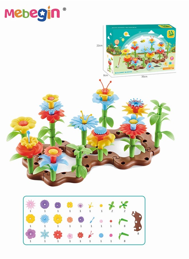 MEBEGIN 104PCS Flower Garden Building Toys for Kids, DIY Building Stacking Toys, STEM Preschool Educational Toddler Toys, Floral Arrangement Playset, Brain Development Toy, Suitable for Playing in Any Places, Ideal Gift for Kids Aged 3+  - Image 2