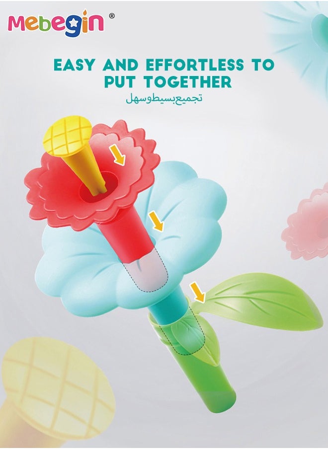 MEBEGIN 104PCS Flower Garden Building Toys for Kids, DIY Building Stacking Toys, STEM Preschool Educational Toddler Toys, Floral Arrangement Playset, Brain Development Toy, Suitable for Playing in Any Places, Ideal Gift for Kids Aged 3+  - Image 5