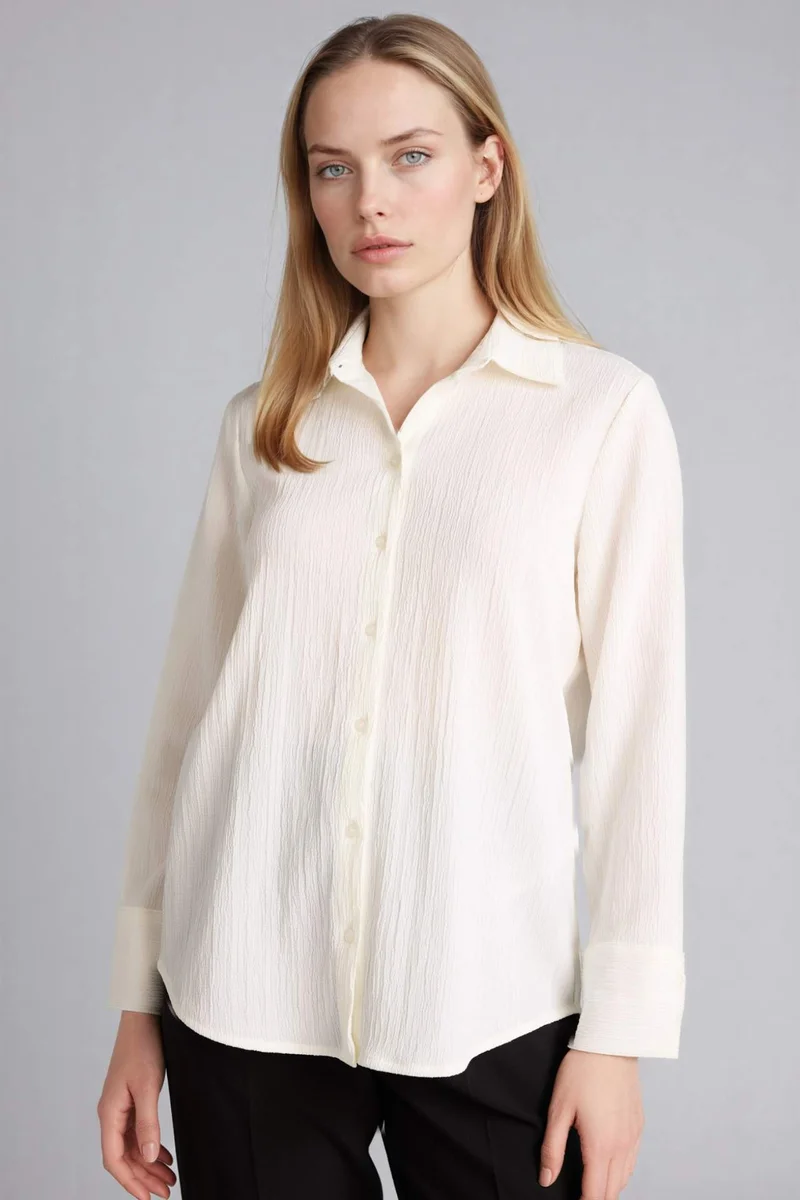 ديفاكتو Regular Fit Waffle Textured Shirt