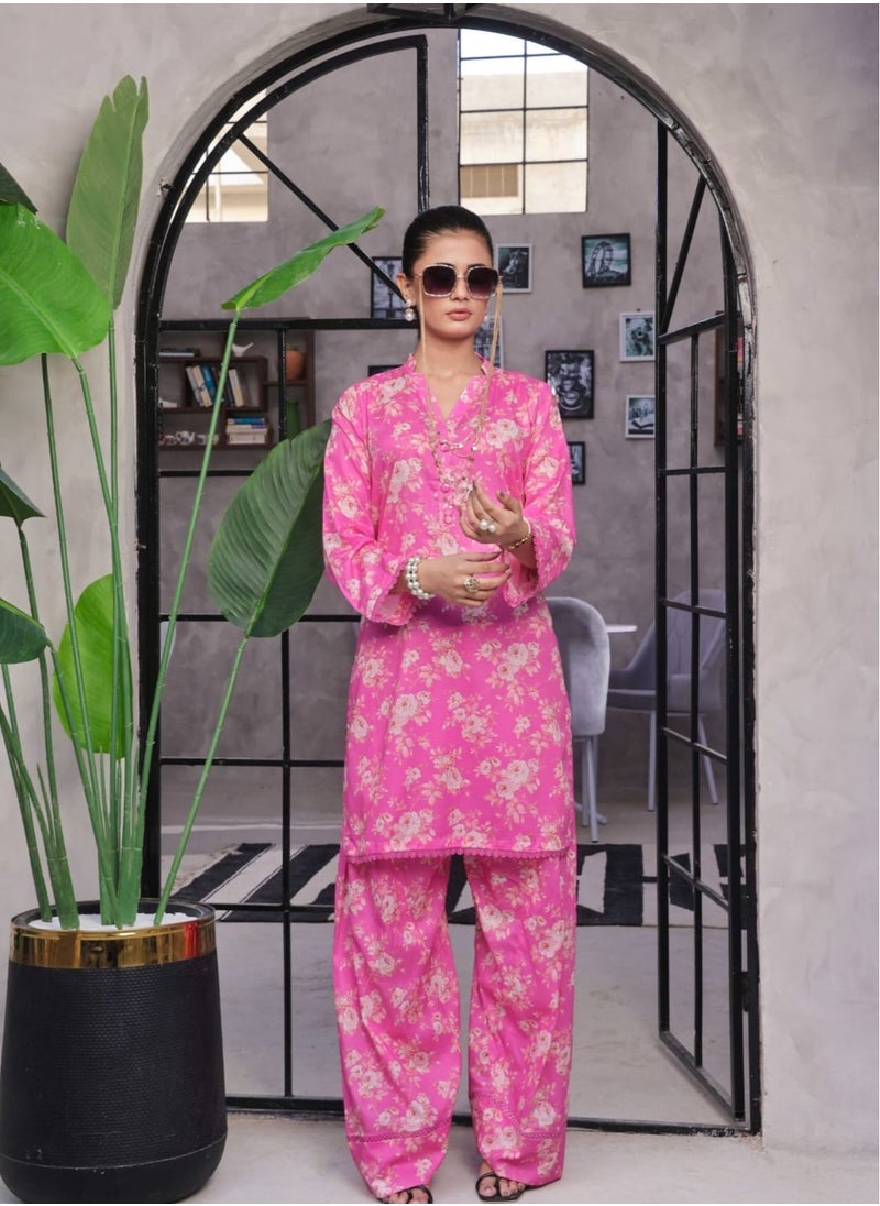 SAPHRON Retro – Stitched Luxury – Pakistani Digital Lawn 2PC with Farshi Shalwar  - Image 1