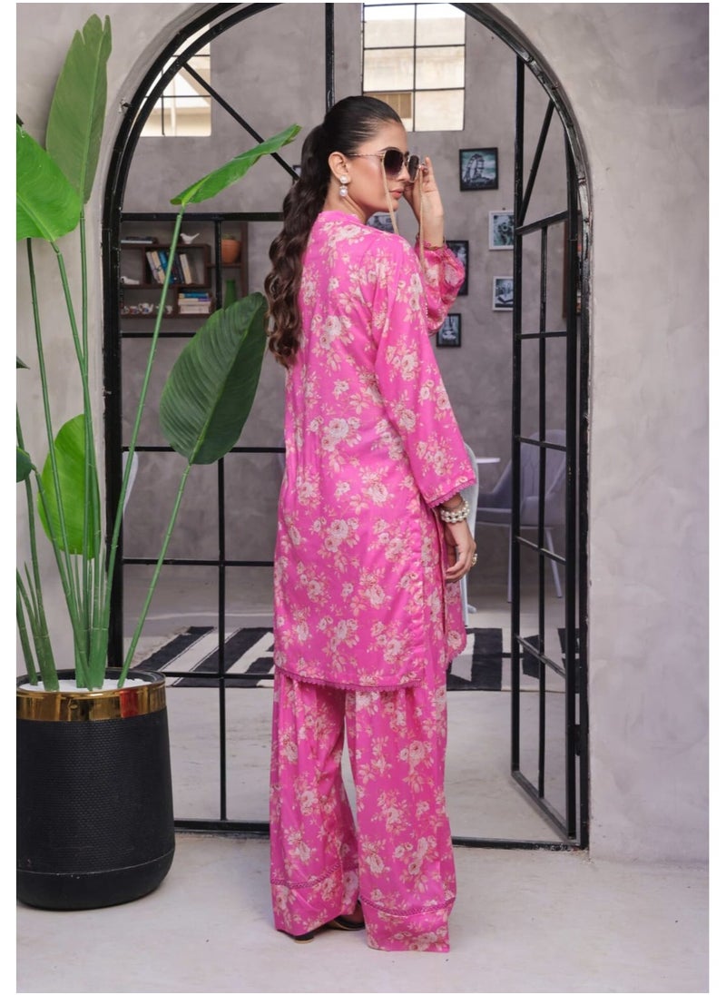 SAPHRON Retro – Stitched Luxury – Pakistani Digital Lawn 2PC with Farshi Shalwar  - Image 2