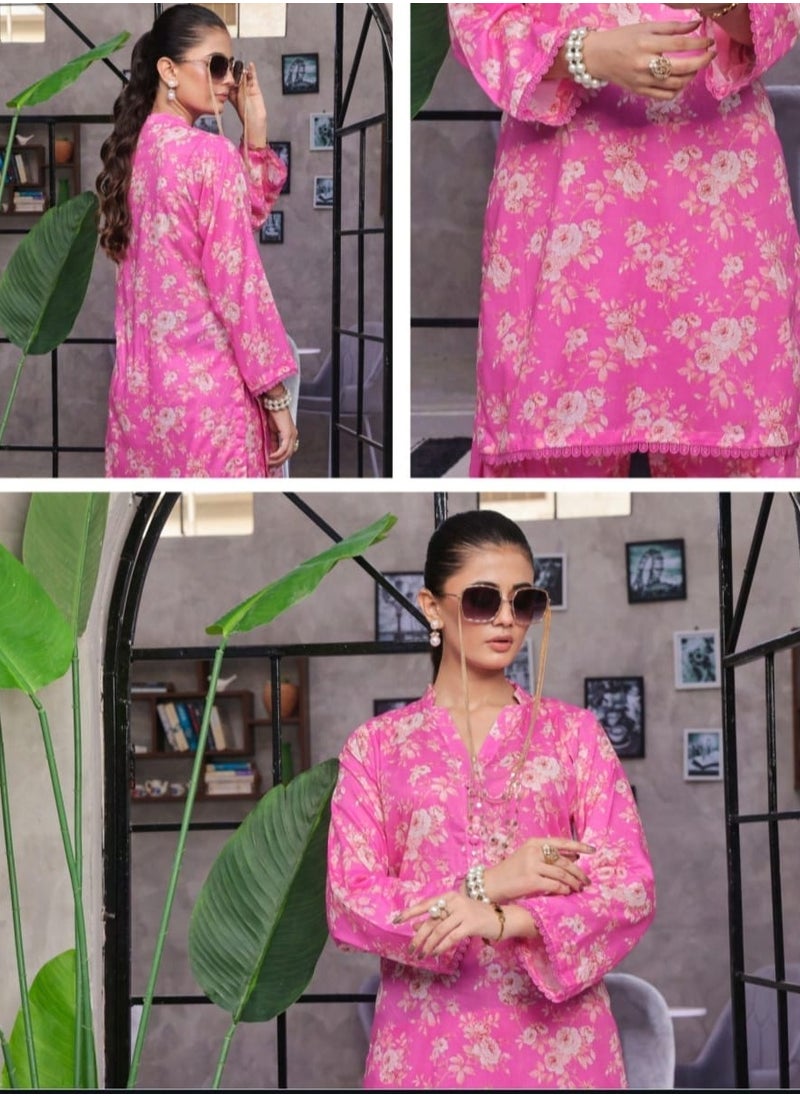 SAPHRON Retro – Stitched Luxury – Pakistani Digital Lawn 2PC with Farshi Shalwar  - Image 3