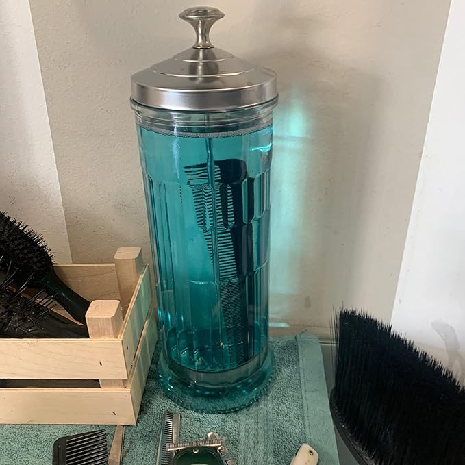 Lokyango 50 Oz Disinfectant Jar Disinfecting Barber Jar with Removable BasketGlass Disinfectant Jar Container for Baber Salon Supplies Pedicure Manicure Tool 114x39 Inch Pack of 1