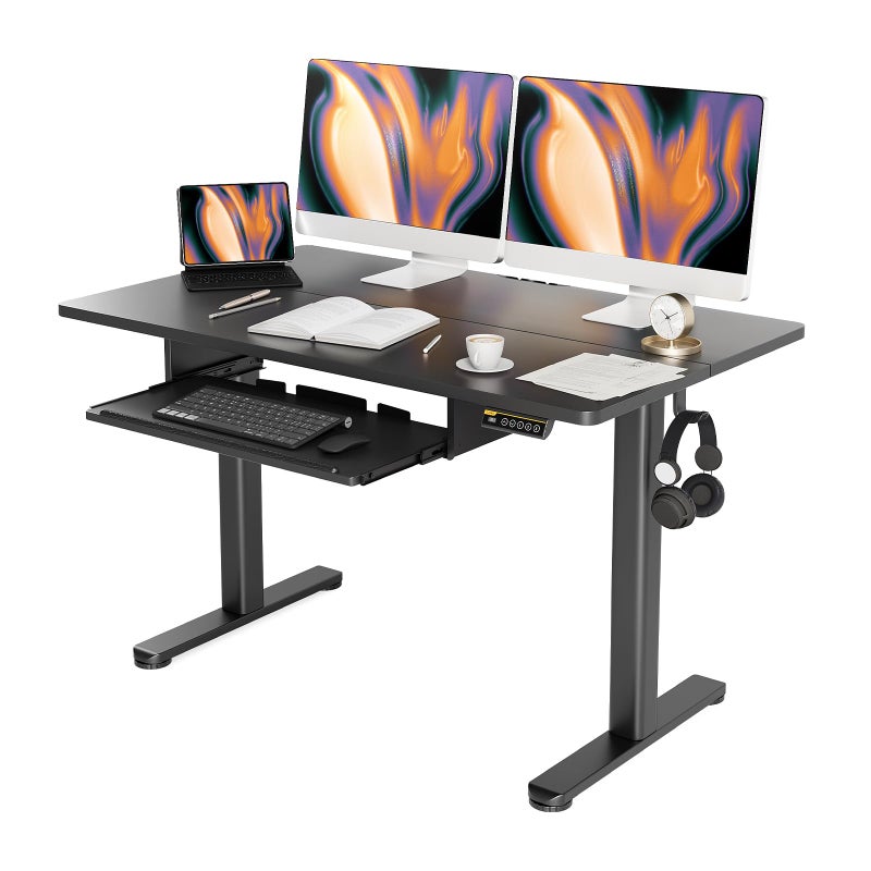 Claiks Standing Desk with Keyboard Tray Standing Desk Adjustable Height Raising Desks for Home Office and Computer Workstation 48 Inches Black