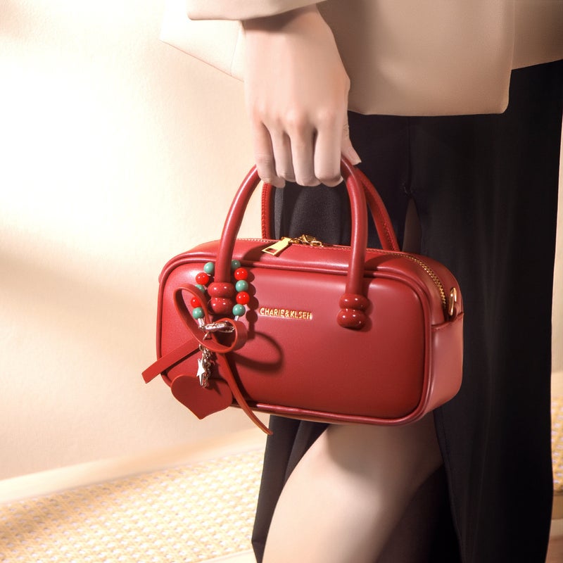 High-End Textured Pillow Bag For Women, 2025 Red Wedding Bag, Fashionable And Versatile Single Shoulder Crossbody Bag - Image 1