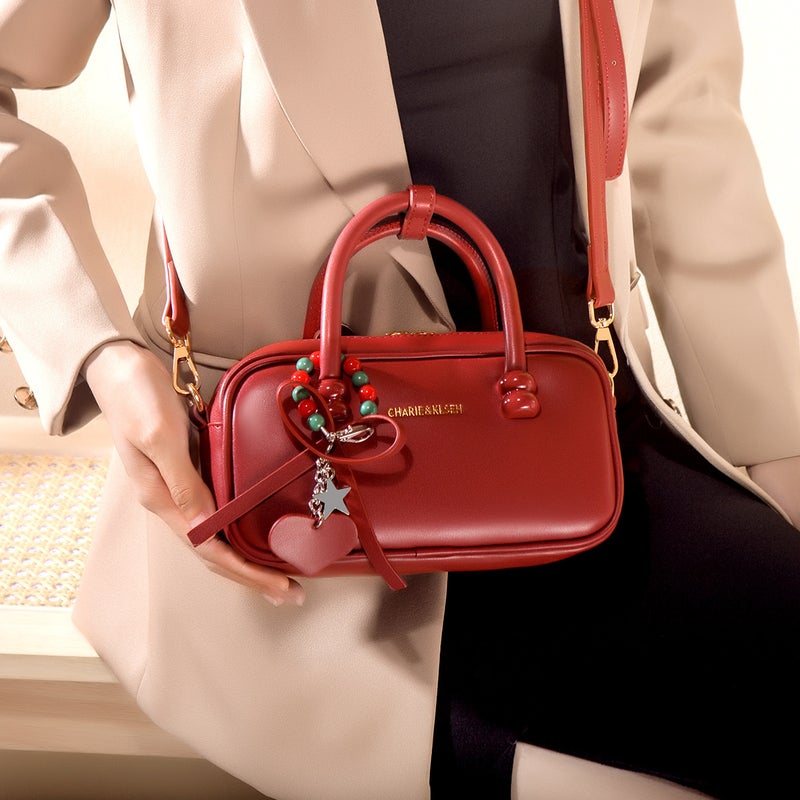 High-End Textured Pillow Bag For Women, 2025 Red Wedding Bag, Fashionable And Versatile Single Shoulder Crossbody Bag - Image 5