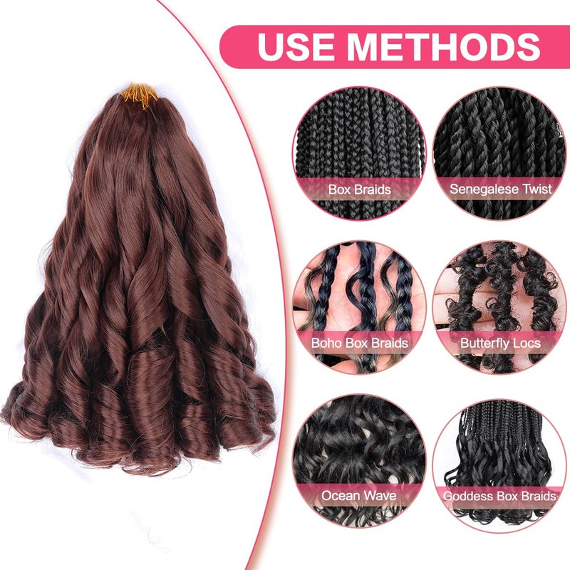 Luoyudu French Curly Braiding Hair 12 Inch 8 Packs Curly Braiding Hair Pre Stretched Synthetic 50g/pack Loose Wavy Crochet Hair Extensions(12 inch,8 packs,33#) - Image 4