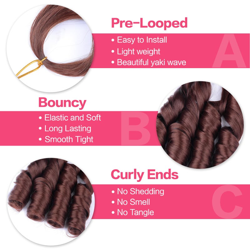 Luoyudu French Curly Braiding Hair 12 Inch 8 Packs Curly Braiding Hair Pre Stretched Synthetic 50g/pack Loose Wavy Crochet Hair Extensions(12 inch,8 packs,33#) - Image 3