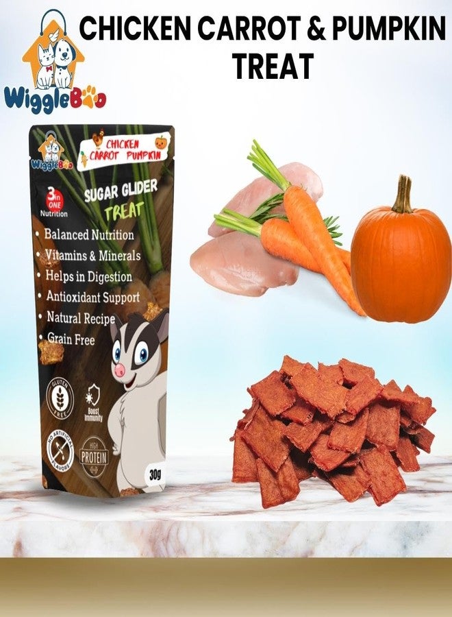 WiggleBoo ويغل بو دجاج، جزر، وقرع سكري جلايدر | غني بالبروتين | مزيل طبيعي للسموم | وجبة خفيفة مقرمشة (30 غرام) - Image 2