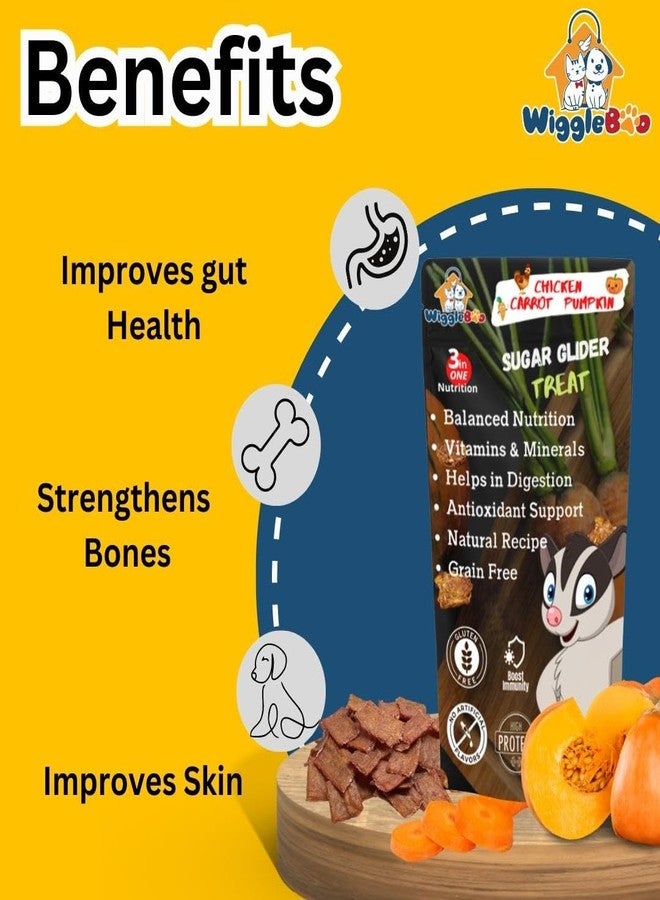 WiggleBoo ويغل بو دجاج، جزر، وقرع سكري جلايدر | غني بالبروتين | مزيل طبيعي للسموم | وجبة خفيفة مقرمشة (30 غرام) - Image 5