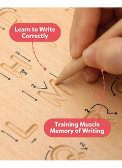 Coogam Coogam Wooden Letters Practicing Board, Double-Sided Alphabet Tracing Tool Learning to Write ABC Educational Toy Game Fine Motor Montessori Gift for Preschool 3 4 5 Years Old Kids  - Image 3