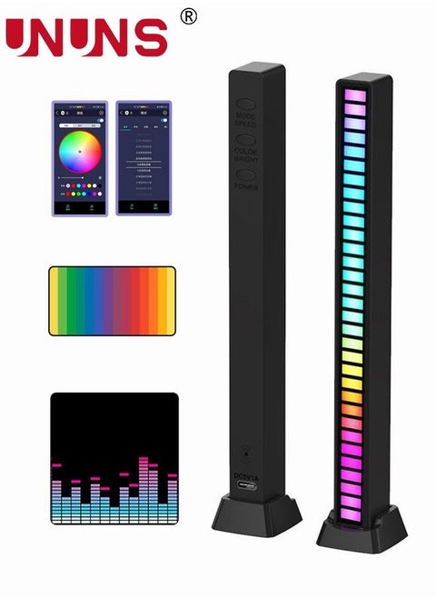 RGB Music Rhythm Light,App Control 32 Bit Music Level LED Lights,USB Powered,Rhythm Light Bar For Car Game Room Desktop Black