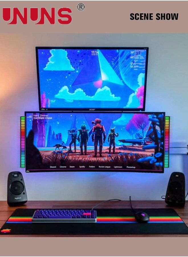RGB Music Rhythm Light,App Control 32 Bit Music Level LED Lights,USB Powered,Rhythm Light Bar For Car Game Room Desktop Black