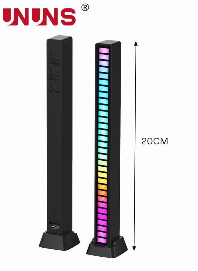 RGB Music Rhythm Light,App Control 32 Bit Music Level LED Lights,USB Powered,Rhythm Light Bar For Car Game Room Desktop Black