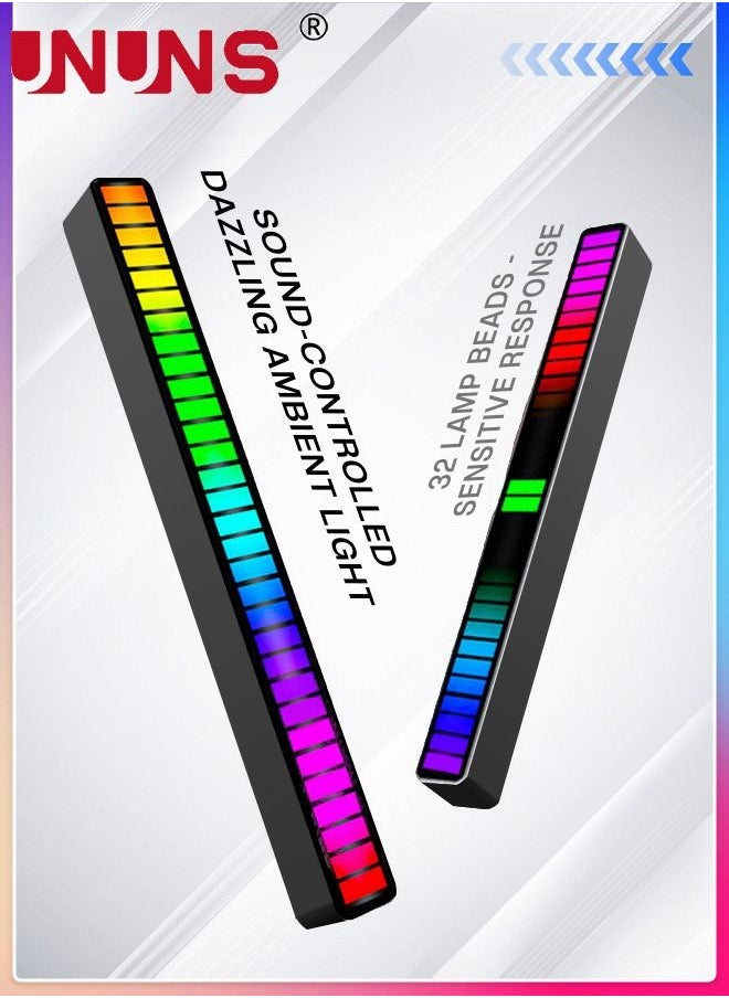 RGB Music Rhythm Light,App Control 32 Bit Music Level LED Lights,USB Powered,Rhythm Light Bar For Car Game Room Desktop Black