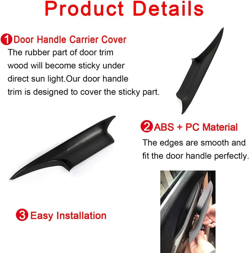 FEXON Door Pull Handle Cover Replacement for BMW 7 Series 730 740 750 760 F01 F02 2008-2014, Fit Front Left and Front Right Replaces 51419115501 51419115502, Black - Image 5
