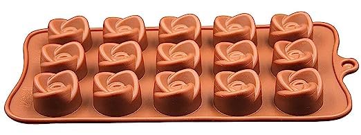 MoldBerry Silicone Chocolate Mould 15 Cavity Rose Shape Mould Candy Mold Baking Tools for Cake Chocolate Ice JellO Pack of 1 Multi Color - Image 2