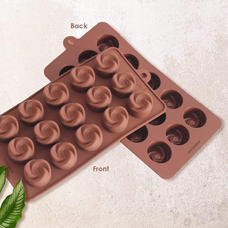 MoldBerry Silicone Chocolate Mould 15 Cavity Rose Shape Mould Candy Mold Baking Tools for Cake Chocolate Ice JellO Pack of 1 Multi Color - Image 4