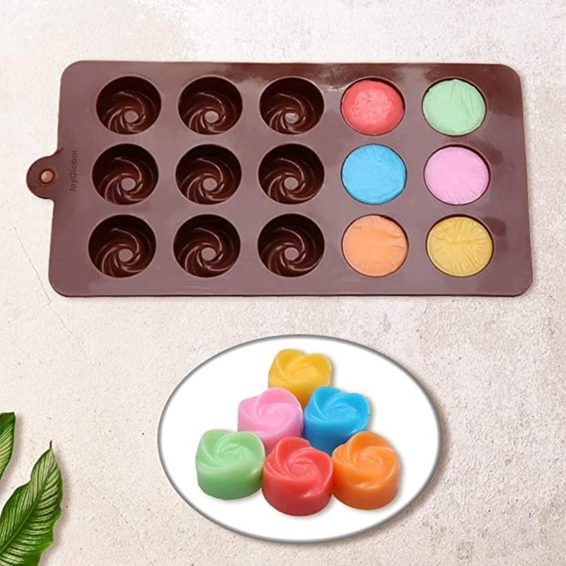 MoldBerry Silicone Chocolate Mould 15 Cavity Rose Shape Mould Candy Mold Baking Tools for Cake Chocolate Ice JellO Pack of 1 Multi Color - Image 3
