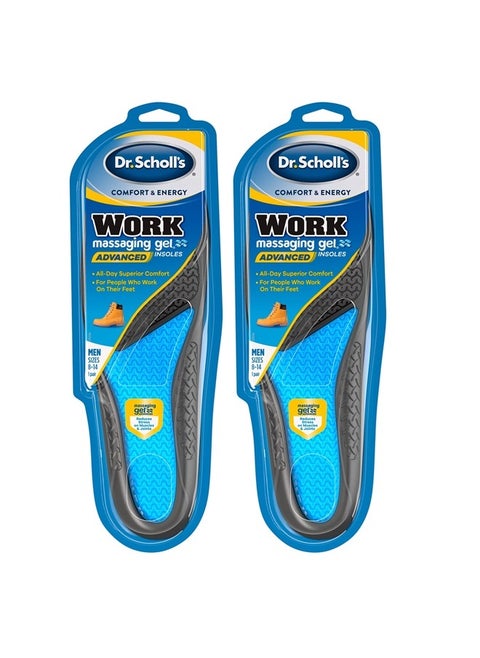 Work Insoles (Pack) // All-Day Shock Absorption and Reinforced Arch Support That Fits in Work Boots and More (for Men's 8-14, Also Available for Women's 6-10) 1 Pair (Pack of 2) 2 Count