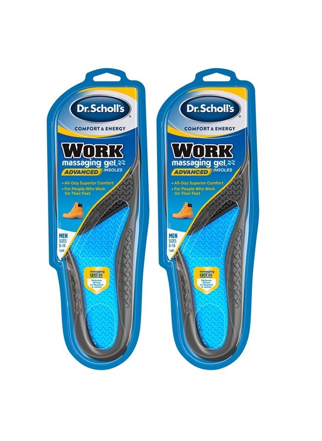 Work Insoles (Pack) // All-Day Shock Absorption and Reinforced Arch Support That Fits in Work Boots and More (for Men's 8-14, Also Available for Women's 6-10) 1 Pair (Pack of 2) 2 Count