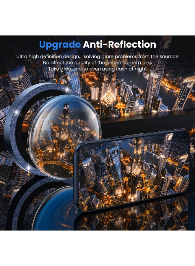 ACLIX Camera Lens Protector - for 17 Pro Max, Shatterproof Ultra HD 9H Tempered Glass for iPhone Screen Metal Ring Cover Film,Anti-Fingerprint,Scratch Resistant, (Glitter Blue) - Image 2