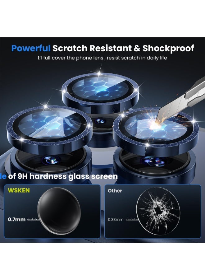 ACLIX Camera Lens Protector - for 17 Pro Max, Shatterproof Ultra HD 9H Tempered Glass for iPhone Screen Metal Ring Cover Film,Anti-Fingerprint,Scratch Resistant, (Glitter Blue) - Image 3