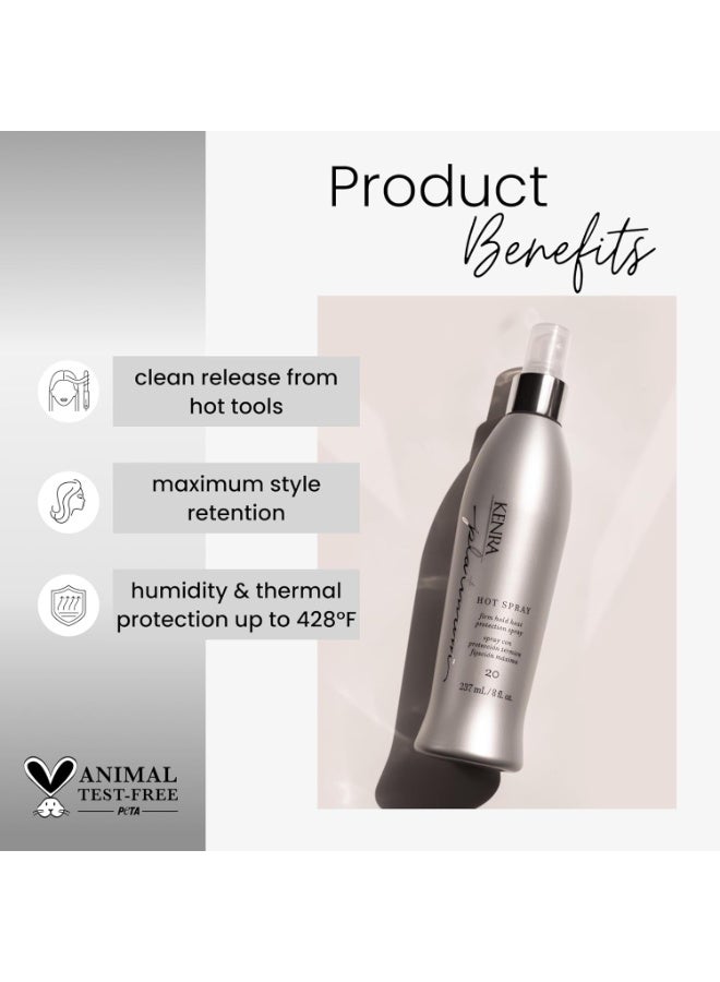 Kenra Platinum Hot Spray 20 | Heat Protection Styler | Long-Lasting, Firm Hold | Adds Vibrant Shine | Humidity & Thermal Protection | Clean Release From Heated Tools | All Hair Types | 8 fl. Oz - Image 4