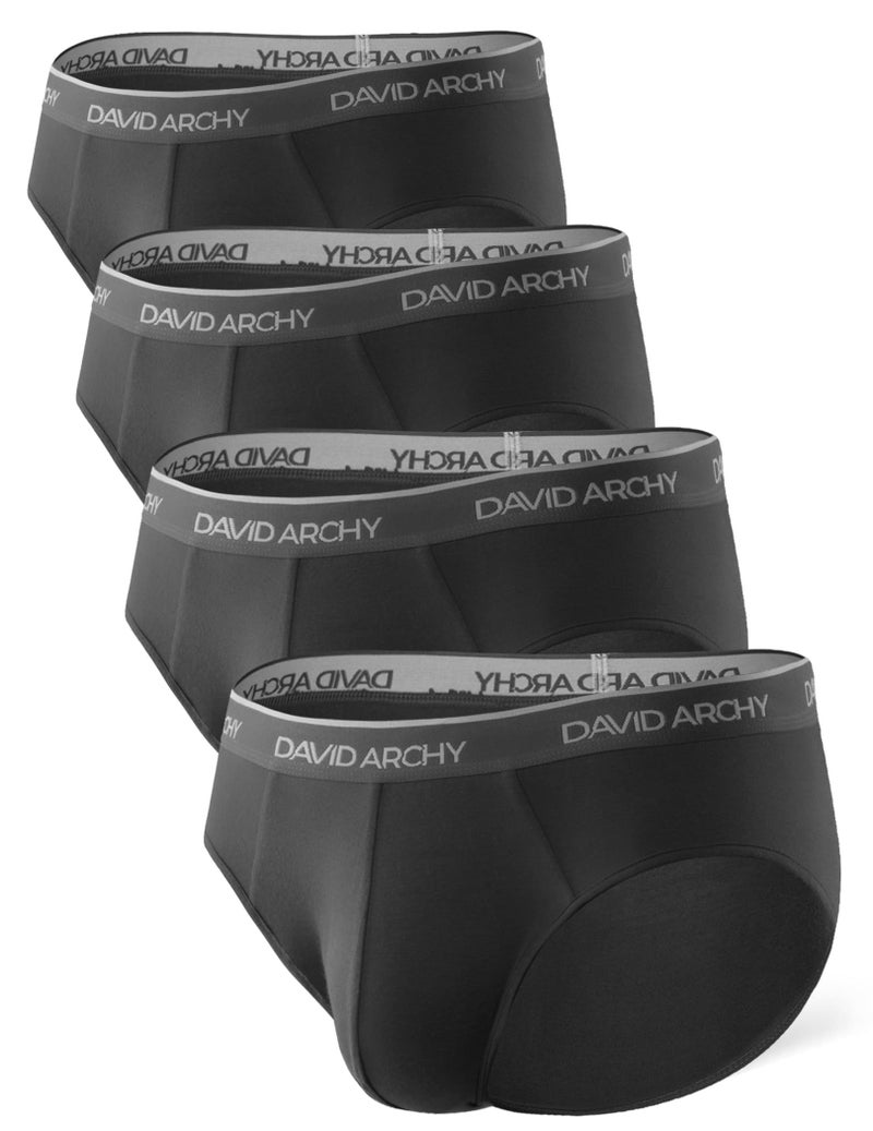 DAVID ARCHY شورتات داخلية للرجال من ديفيد آرتشي مصنوعة من الرايون من الخيزران مع دعم للرطوبة وجراب ناعم للرجال (L، أسود - 4 عبوات) - Image 1