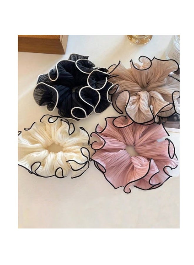 4-Piece Large Elastic Puffy Hair Scrunchy for Women Girls Chiffon Hair Bobbles for Thick Long Hair Accessories for Teen Girls - Image 1