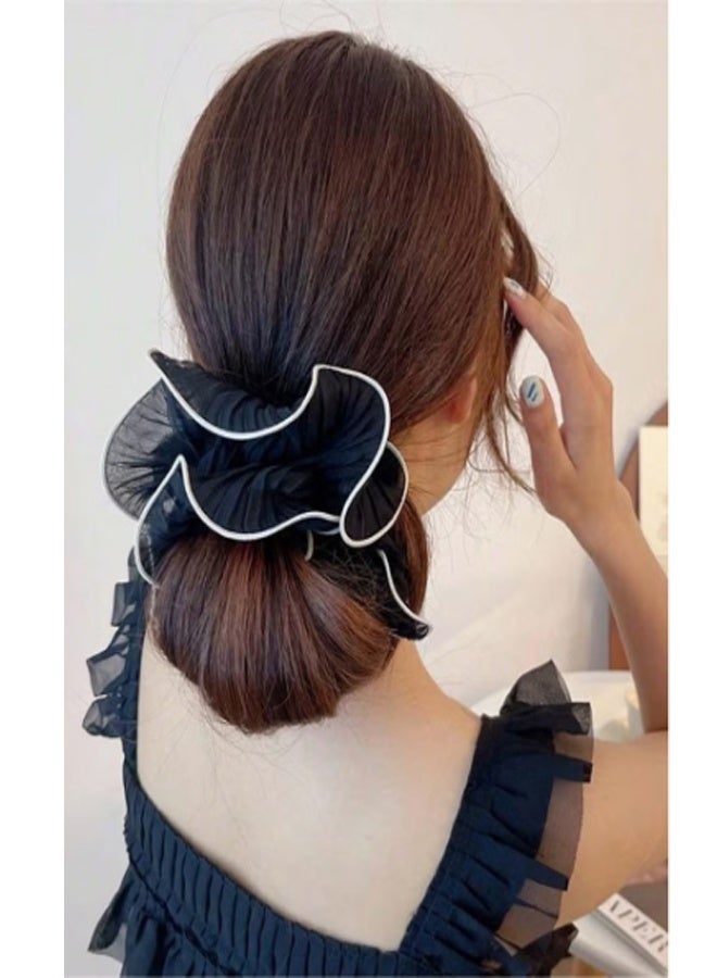 4-Piece Large Elastic Puffy Hair Scrunchy for Women Girls Chiffon Hair Bobbles for Thick Long Hair Accessories for Teen Girls - Image 3