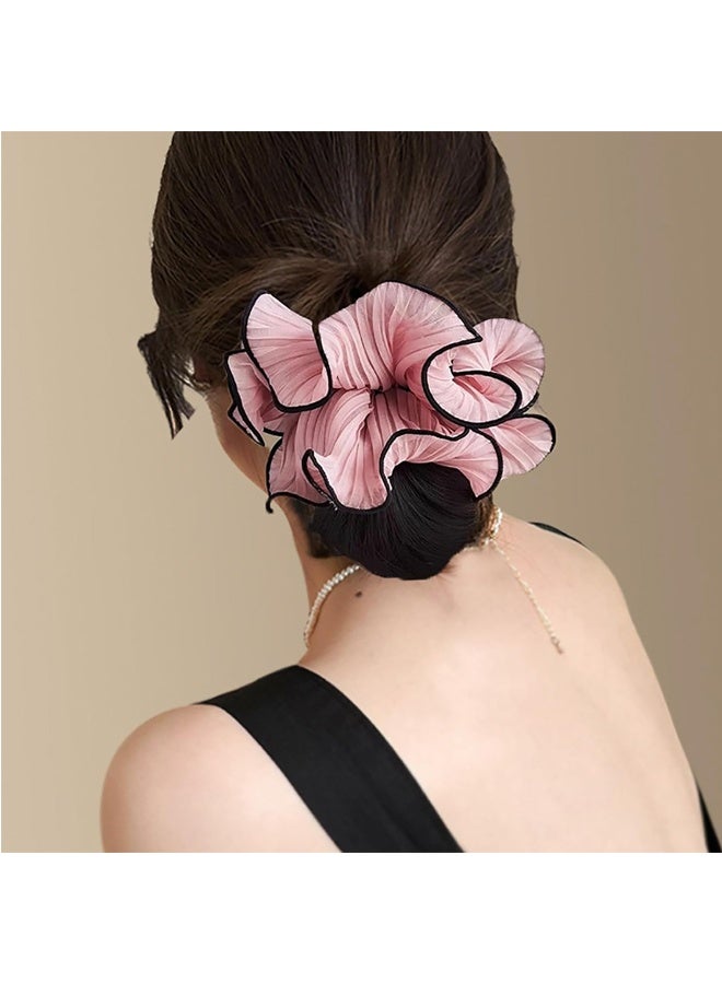 4-Piece Large Elastic Puffy Hair Scrunchy for Women Girls Chiffon Hair Bobbles for Thick Long Hair Accessories for Teen Girls - Image 4