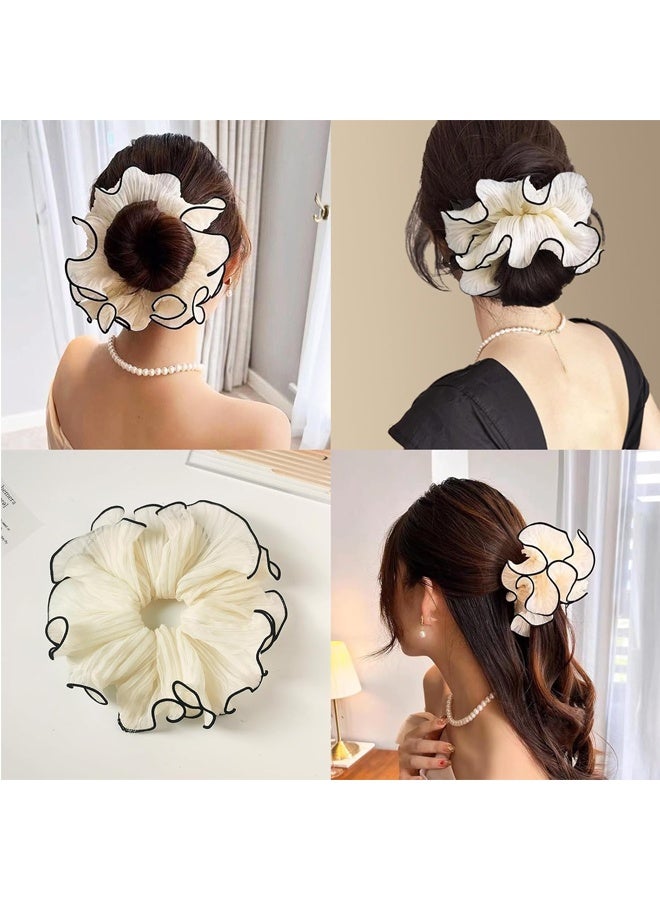 4-Piece Large Elastic Puffy Hair Scrunchy for Women Girls Chiffon Hair Bobbles for Thick Long Hair Accessories for Teen Girls - Image 5