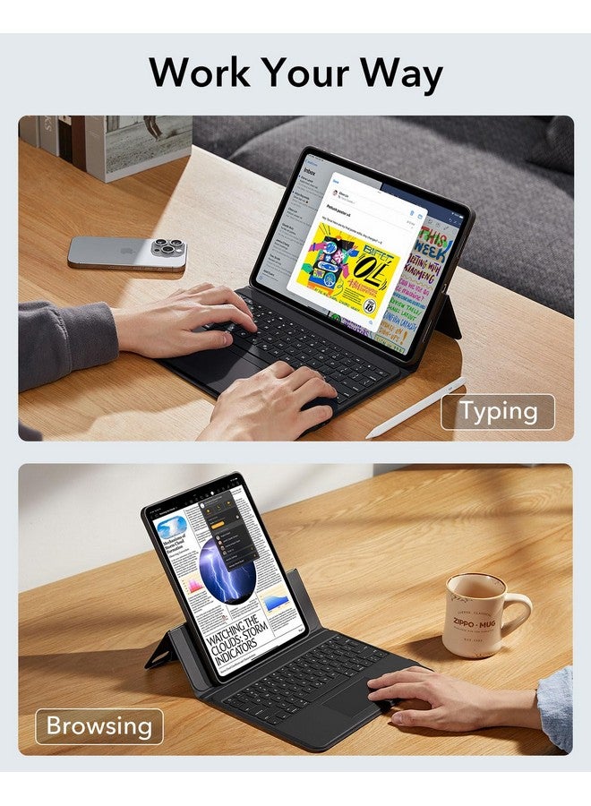 اي اس ار حافظة لوحة مفاتيح لجهاز iPad Air 13 بوصة من ESR (M3/M2، 2025/2024)، حافظة لوحة مفاتيح مع لوحة تتبع، لوحة مفاتيح مغناطيسية قابلة للفصل مع مفاتيح بإضاءة خلفية، حامل عمودي/أفقي قابل للتعديل بالكامل، سلسلة Ascend، أسود  - Image 2