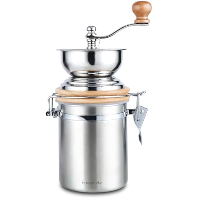 EASYWORKZ Manual Coffee Grinder  Adjustable Settings Airtight Canister  Coffee Bean Mill Tool For Kitchen Hand Crank Coffee Grinder - Image 1