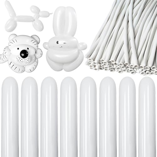 KAWKALSH 260 Balloons White Twisting Animal Balloon Thickening Latex Modeling Long Magic Balloon for Animal Model Skinny Clown Christmas Birthday Wedding Party Garland Decorations 100pcs - Image 1