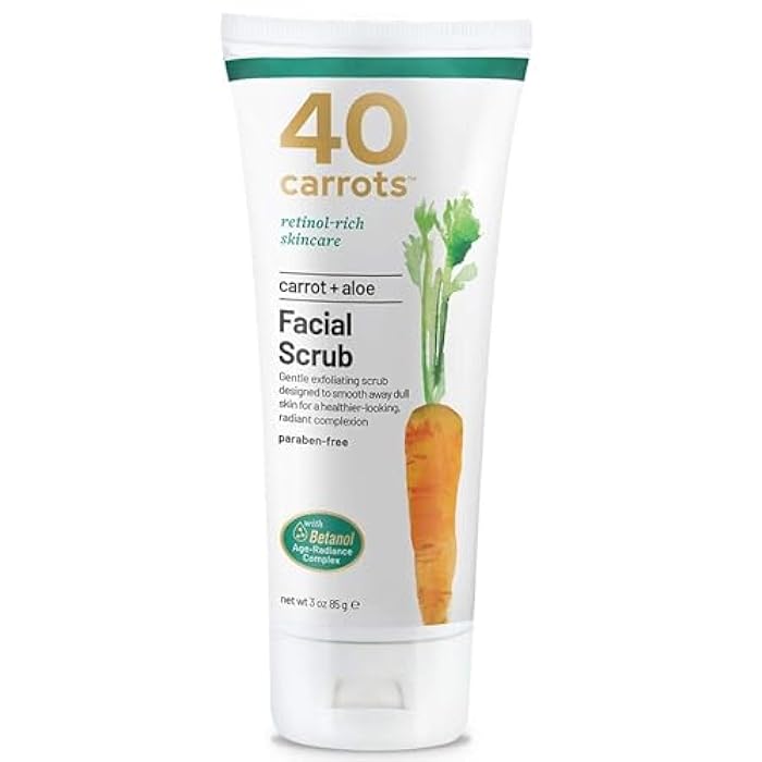 40 Carrots Carrot Aloe Facial Cleansing Facial Scrub - Helps Improve Skin Tone & Texture | Get Softer Radiant Looking Skin | Made in USA, Paraben & Cruelty Free (3oz) - Image 1