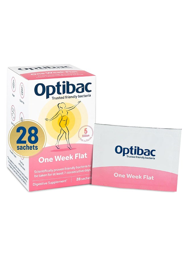 Optibac Probiotics One Week Flat Vegan Digestive Probiotic Supplement Suitable For Bloating With 5 Billion Bacterial Cultures 4 Week Supply 28 Powder Sachets  - Image 1
