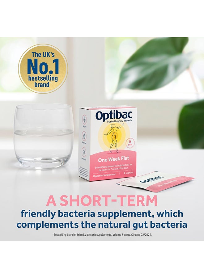 Optibac Probiotics One Week Flat Vegan Digestive Probiotic Supplement Suitable For Bloating With 5 Billion Bacterial Cultures 4 Week Supply 28 Powder Sachets  - Image 2