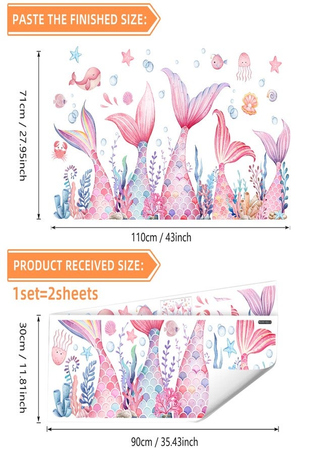 Sunoyar Mermaid Tail Wall Stickers, Sunoyar Colourful Mermaid Foam Wall Decals for Girls Kids, Removable Sea Marine Theme Mural Decor for Daycare Bedroom Bathroom (Pink) - Image 3