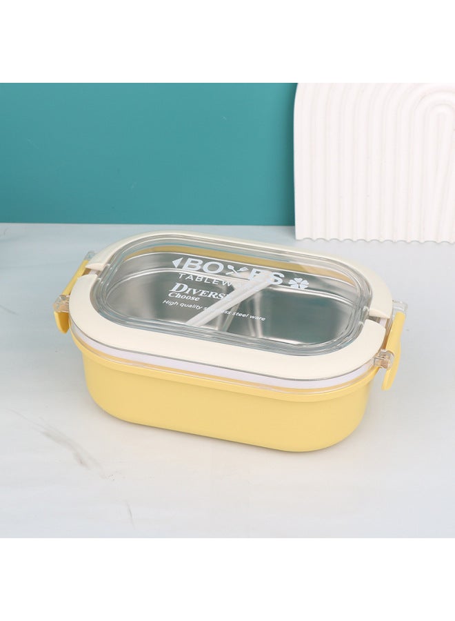 Compartment Stainless Steel Lunch Box Student White-collar Special With Meal Lunch Box Canteen Meal Office Worker Lunch Box-Specifications:yellow  - Image 1