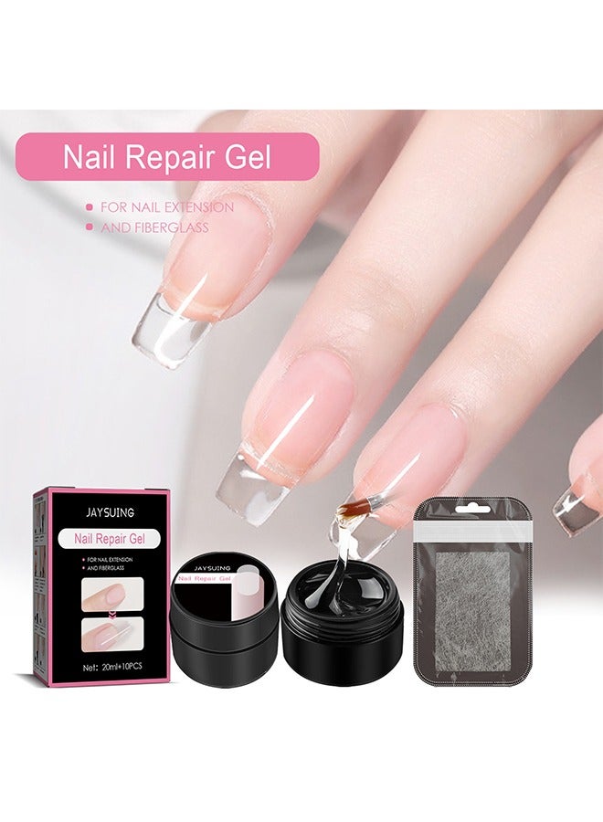 Jaysuing Nail Repair Gel - Nail Extension Kit Magical Silk Extension Gel with Fiberglass Nail Wrap Form Quickly & Easily Extension Repair Natural Look Nail Art, Complete Nail Art Solution - Image 1