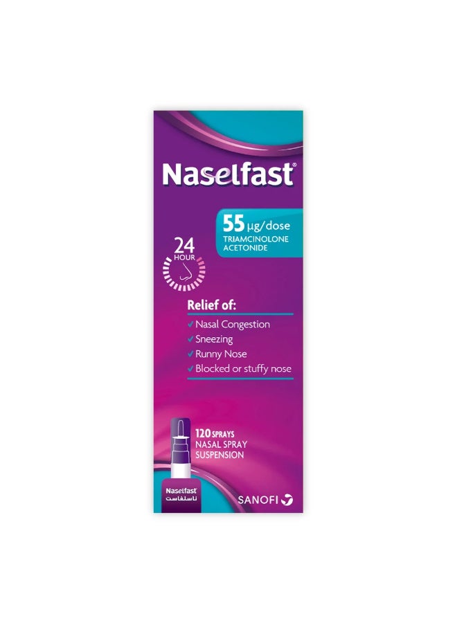 sanofi Naselfast Nasal Spray Suspension 55 Microgram 120 Spray - Image 2