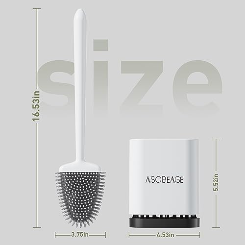 ASOBEAGE Deep Cleaner Toilet Brush: Silicone Toilet Brush with No-Slip Long Plastic Handle and Flexible Bristles, Quick Drying Holder Set for Toilet（White） - Image 3