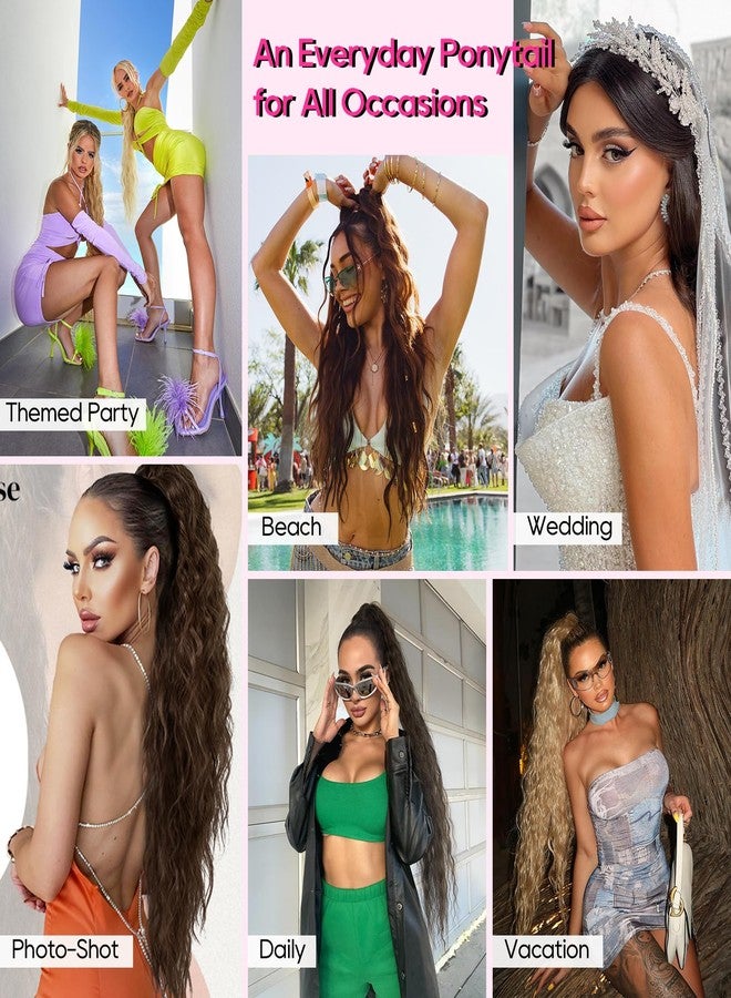 ريتشو وصلة شعر ذيل حصان من ريتشو، طولها 30 بوصة، مزودة بمشبك، شعر مجعد ومموج، قطعة شعر صناعية مناسبة للهالوين والكوسبلاي، لون عنابي - Image 5