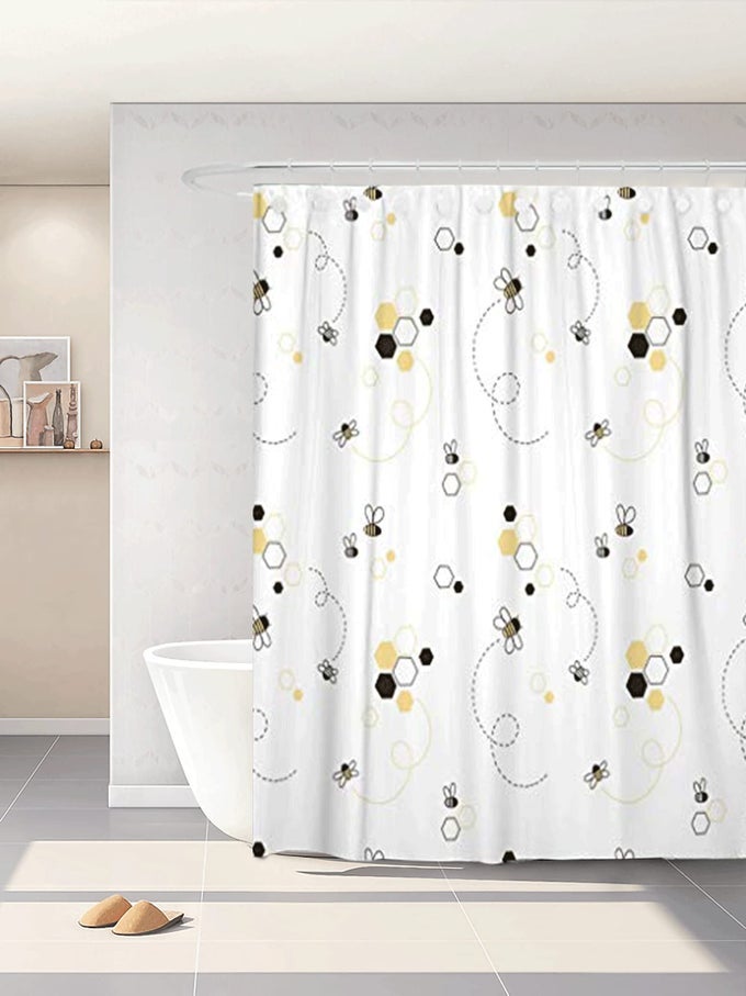 ADORABLE HONEY BEE KID CUTE GRAPHIC BABY BEEHIVE CHILD SHOWER CURTAIN BATHROOM CURTAIN WITH 12 HOOKSWATERPROOF POLYESTER CURTAIN
