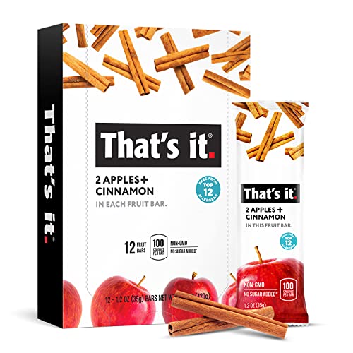 That's it. Thats it Apple  Cinnamon 100 Natural Real Fruit Bar Best High Fiber Vegan Gluten Free Healthy Snack Paleo for Children  Adults Non GMO No Added Sugar No Preservatives Energy Food 12 Pack - Image 1