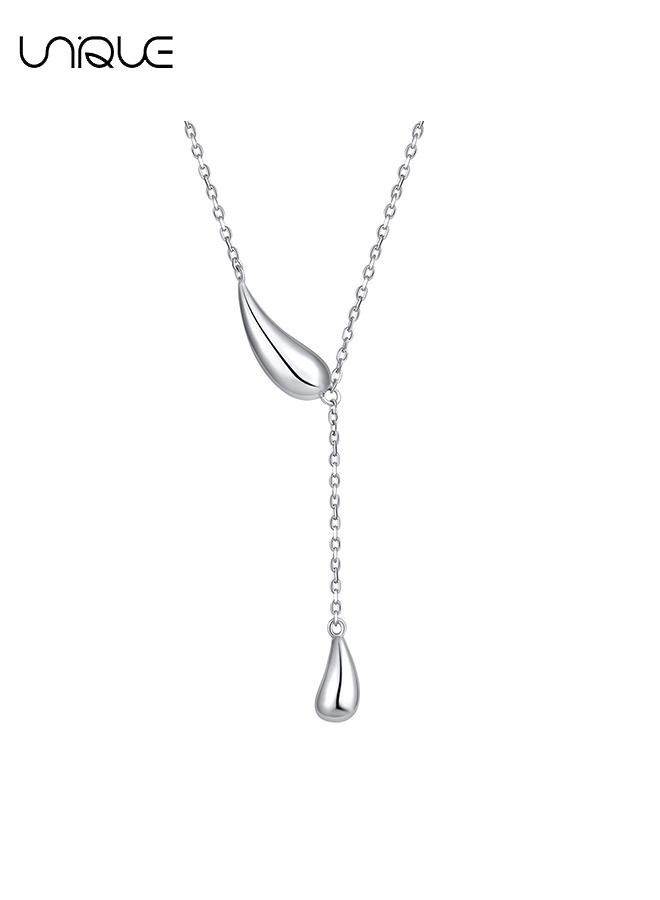 Unique Water Drop Necklace，Water Drop Necklace Female Niche Design Minimalist Collarbone Chain Tassel Pendant Daily Commute - Image 1